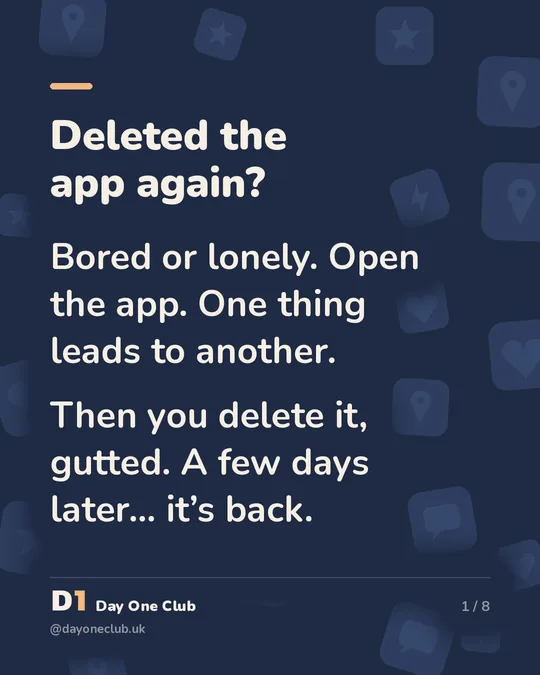 Day One Club post: Deleted the app again?
